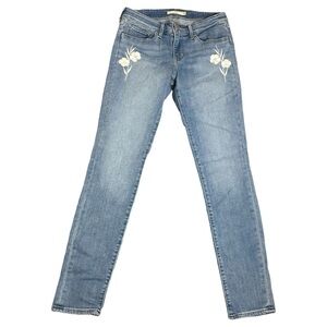 Levi's 711 Skinny Flower Embroidered Distressed Jeans Size 28